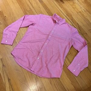 Gap Shirt Mens M Slim‎ Fit Oxford Dress Red Solid Long Sleeve Button Up Collared